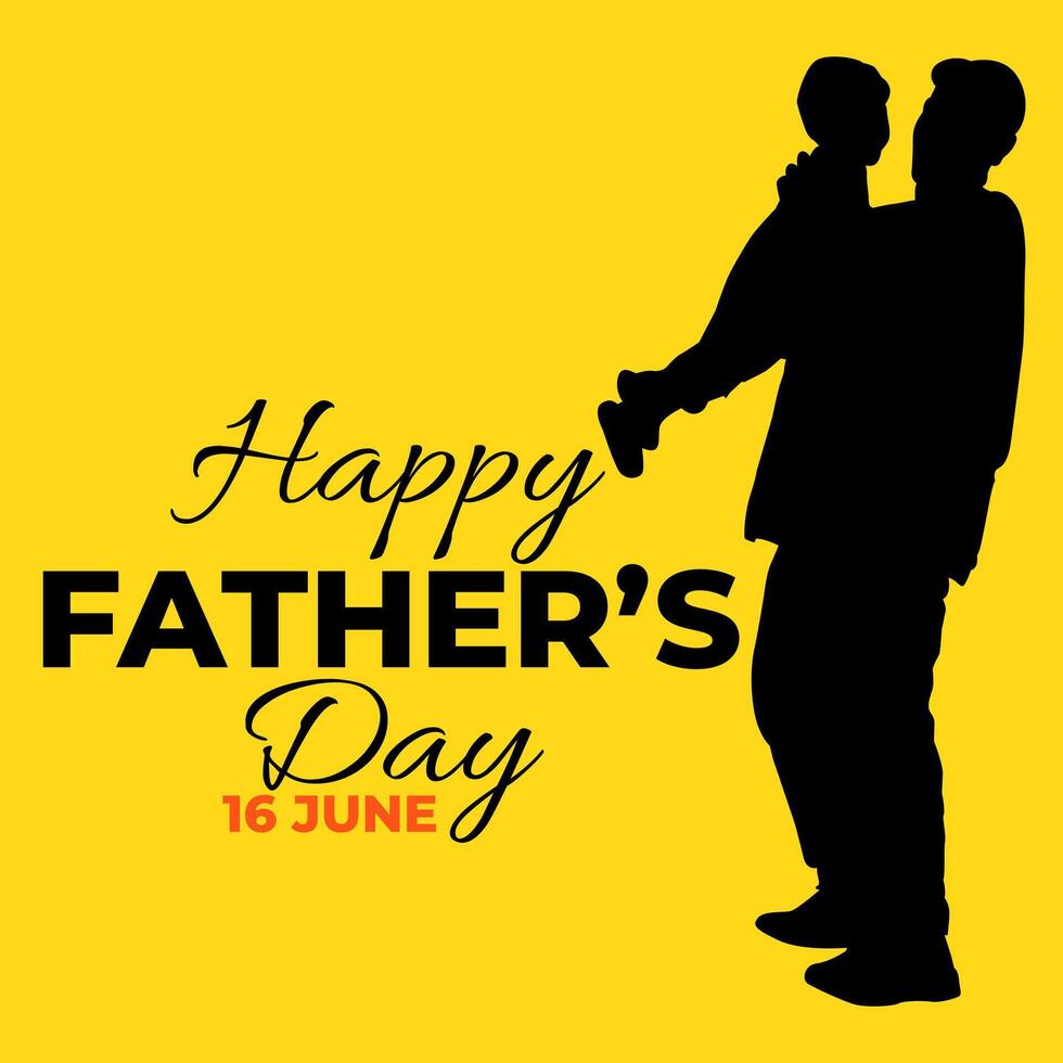 Silhouette happy father's day on white backgound vector