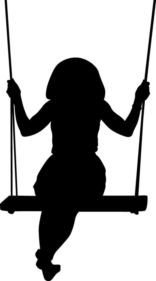 Silhouette a beautiful girl swinging vector