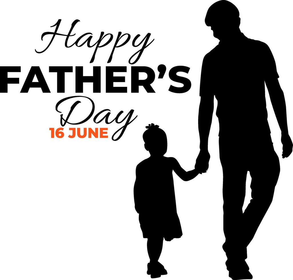 Silhouette happy father's day on white backgound vector