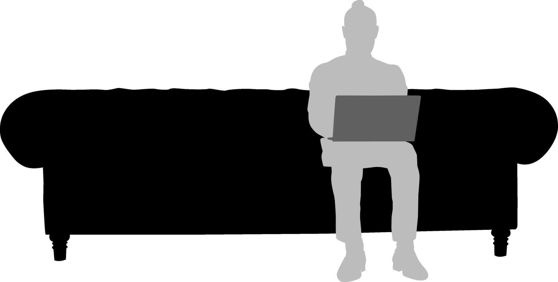 Silhouette man sitting on sofa vector