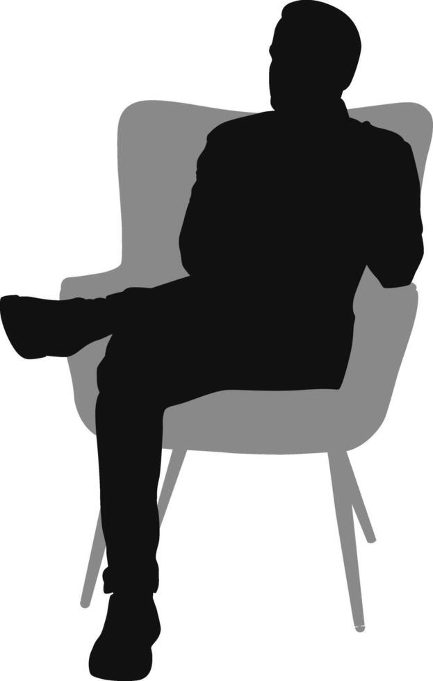 Silhouette man sitting on armchair vector