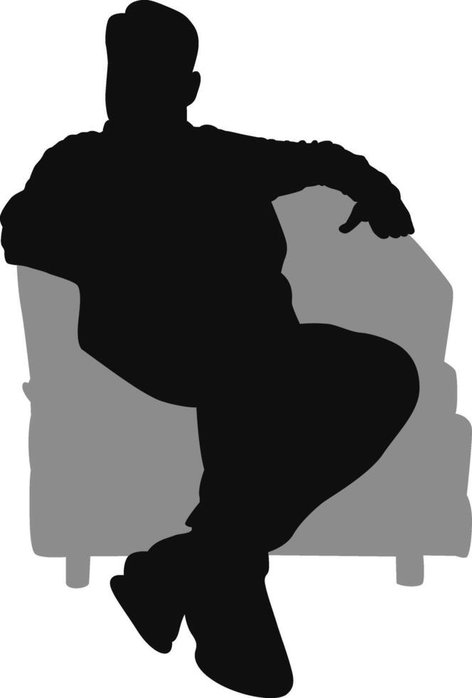 Silhouette man sitting on armchair vector