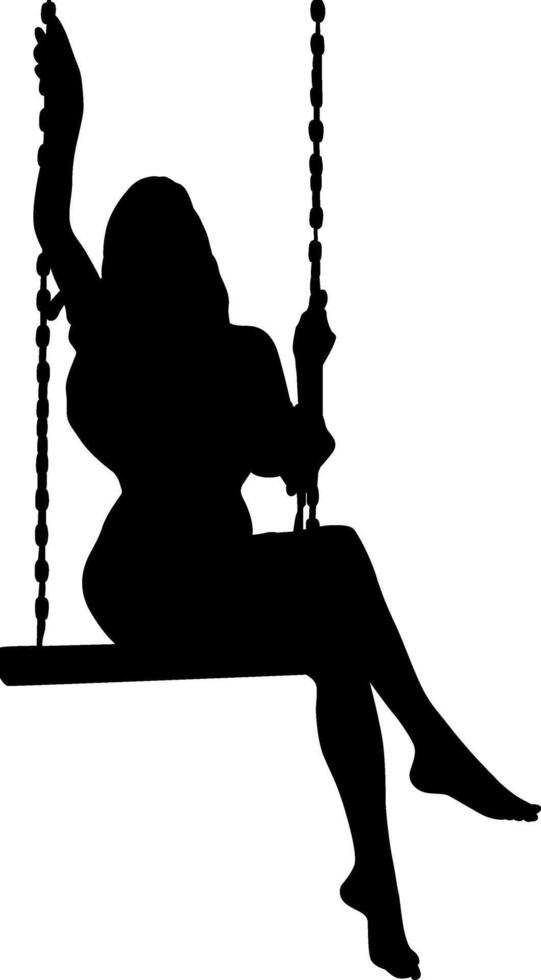 Silhouette a beautiful girl swinging vector