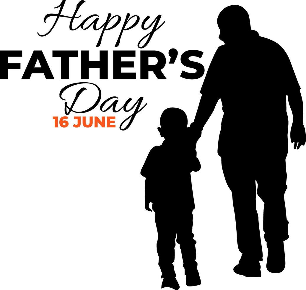 Silhouette happy father's day on white backgound vector