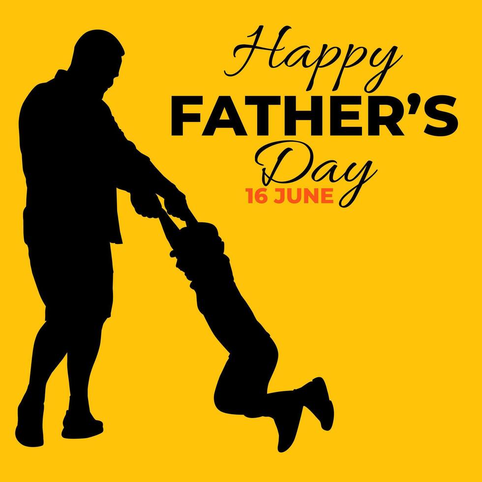 Silhouette happy father's day on white backgound vector