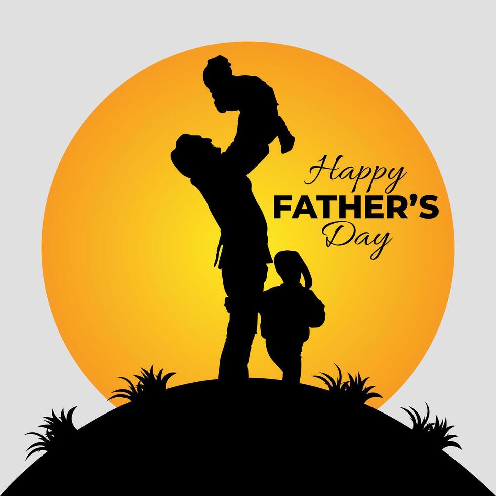 Silhouette happy father's day on white backgound vector