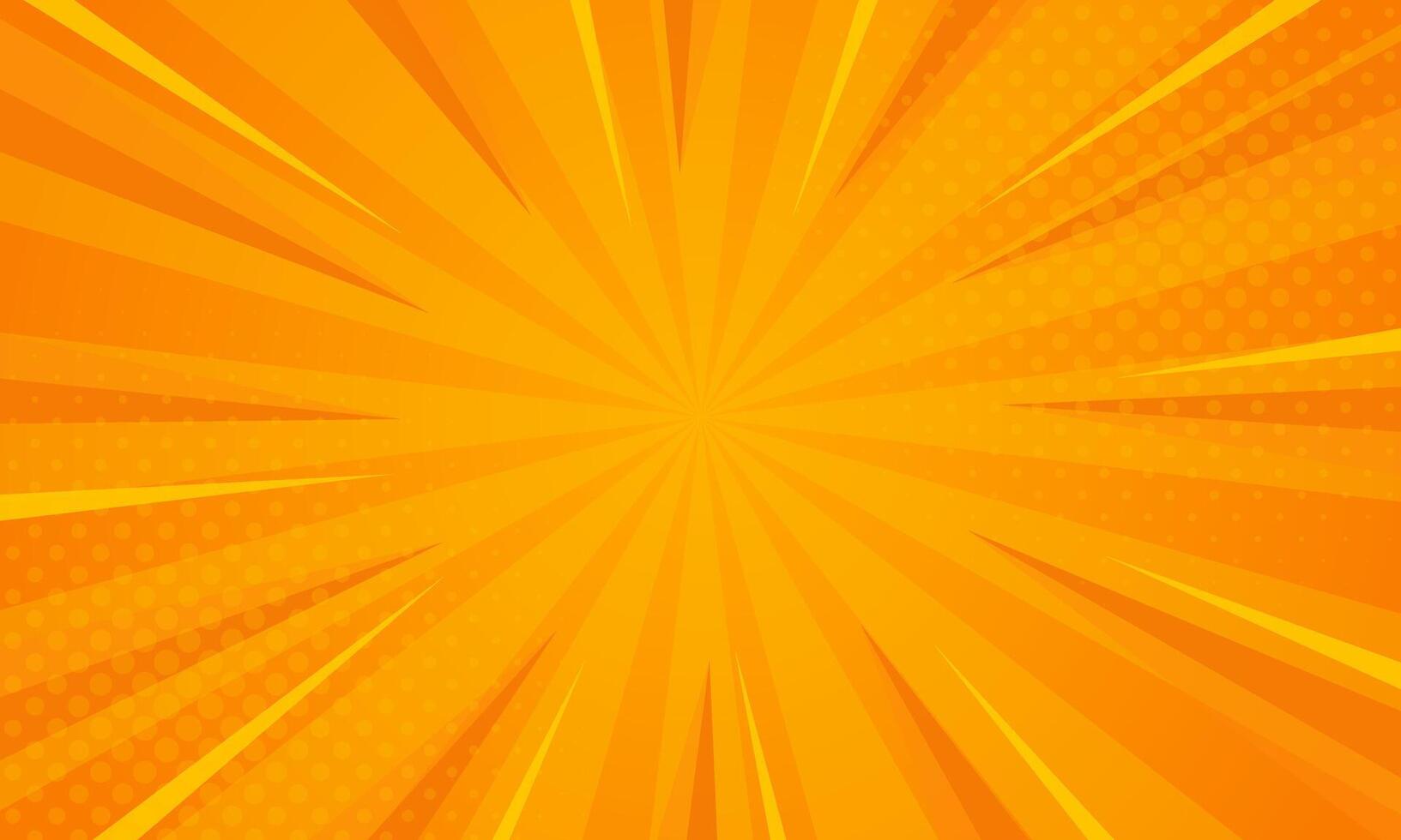 Bright orange-yellow gradient abstract background. Orange comic sunburst effect background with halftone. Suitable for templates, sales banners, events, ads, web, and pages vector