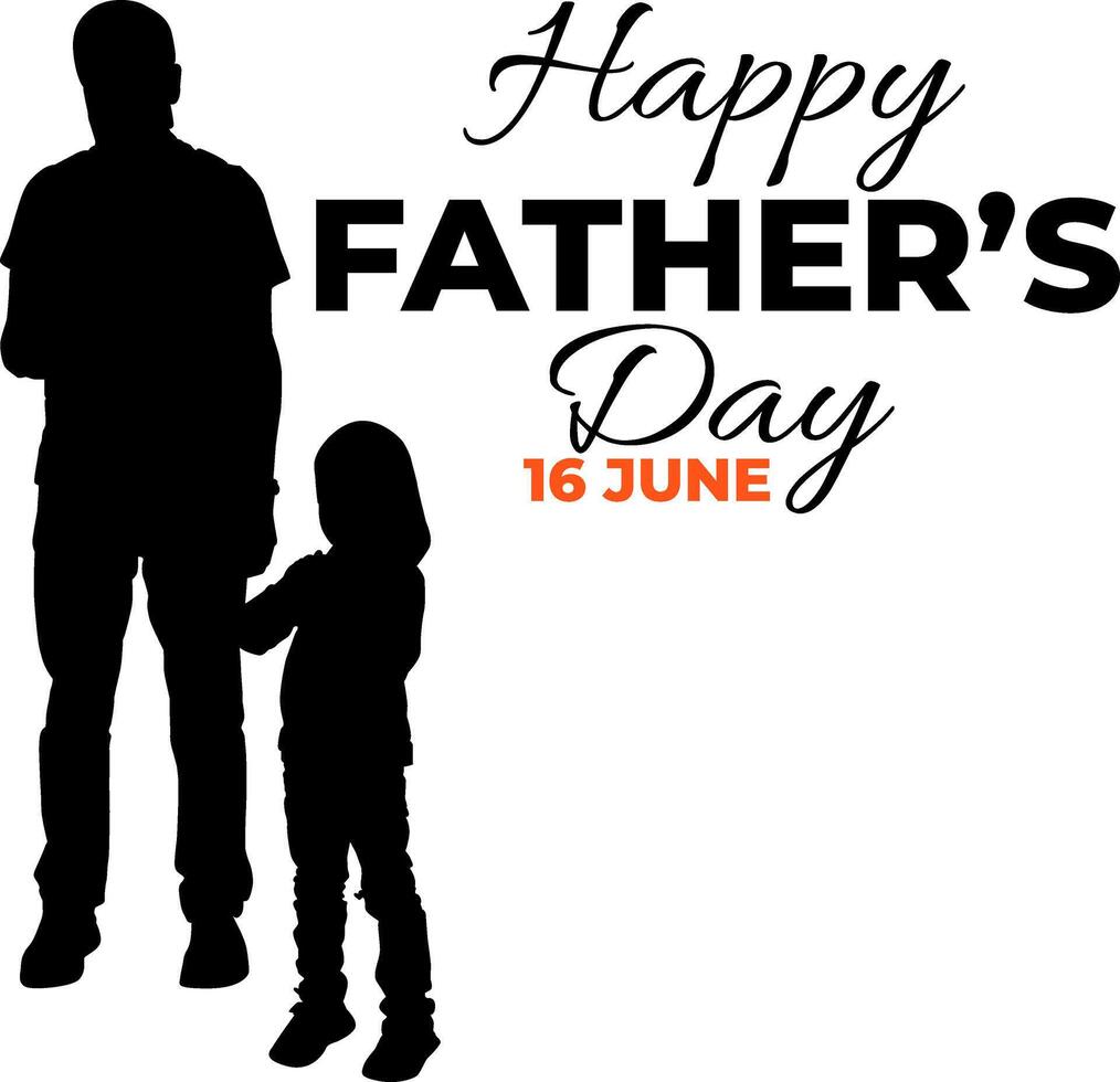 Silhouette happy father's day on white backgound vector