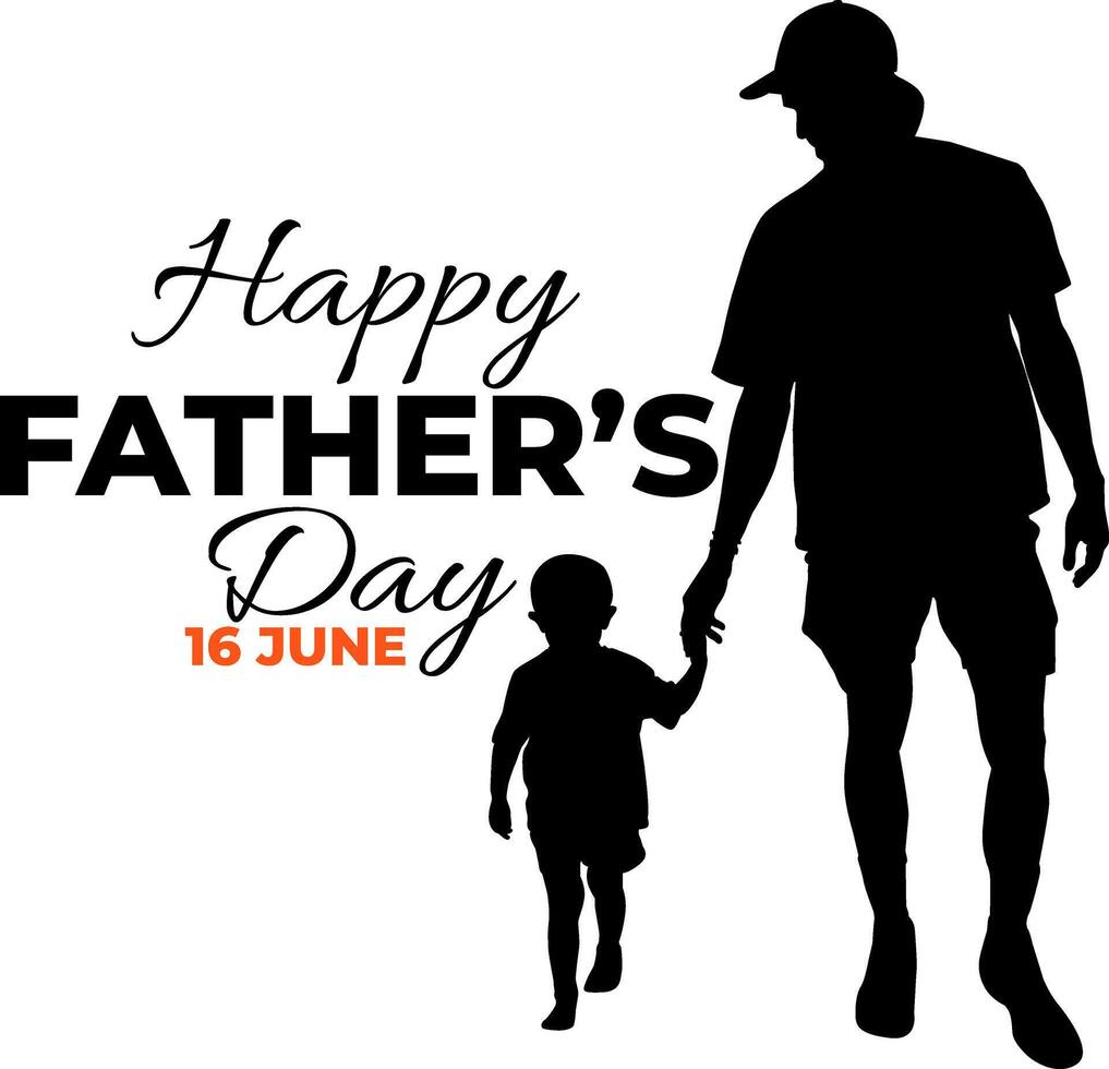 Silhouette happy father's day on white backgound vector