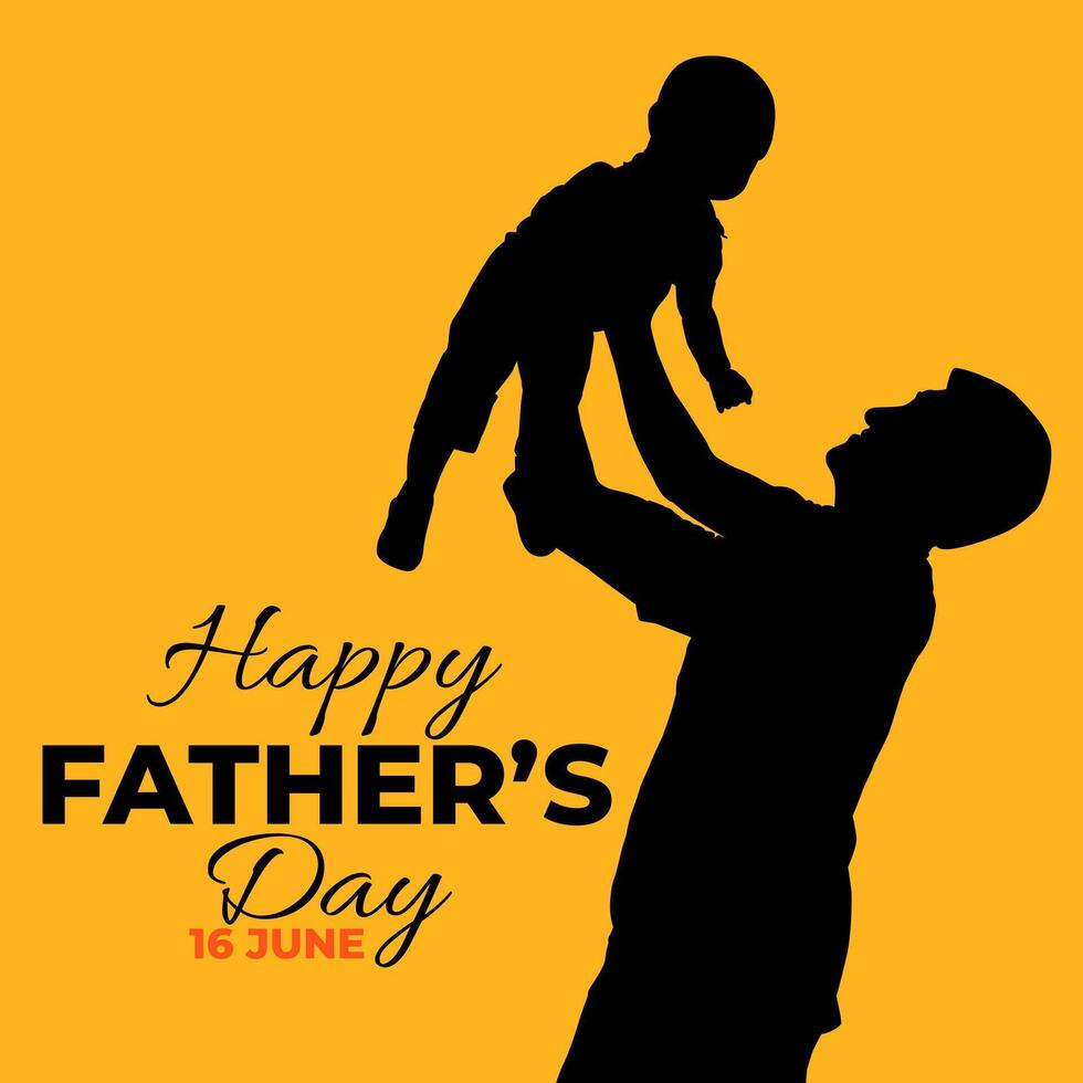 Silhouette happy father's day on white backgound vector