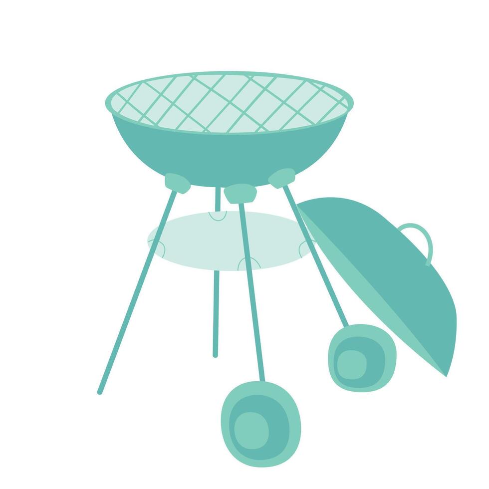 Grill for BBQ. Flat illustration isolated on white background. Element for print, banner, card, brochure, logo. vector