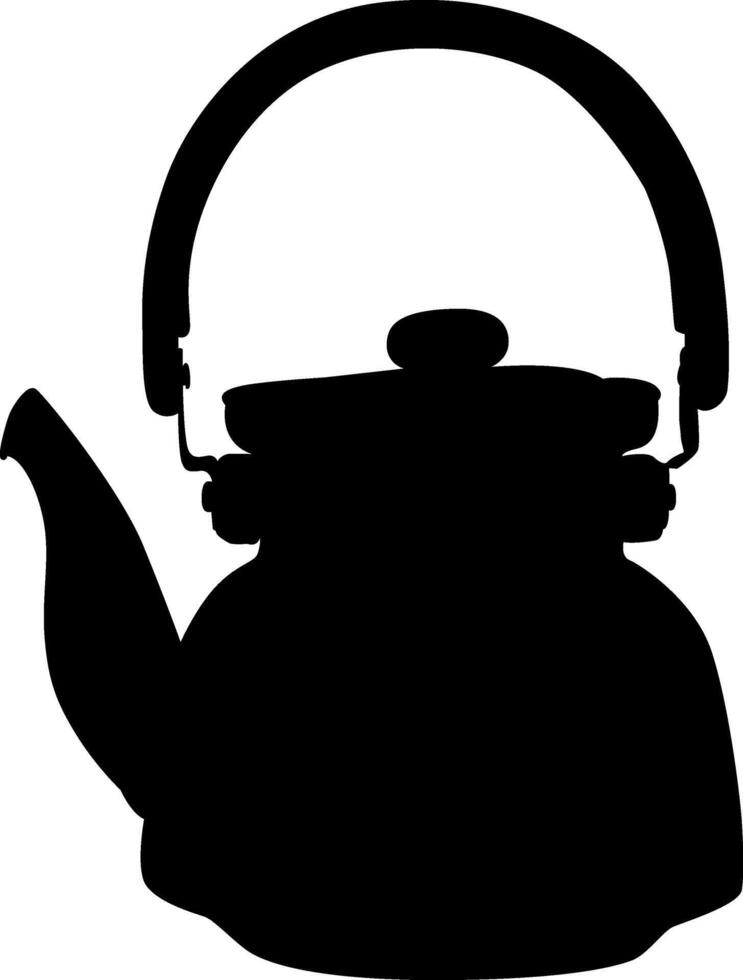 Silhouette coffee kettle, tea, boiling water vector