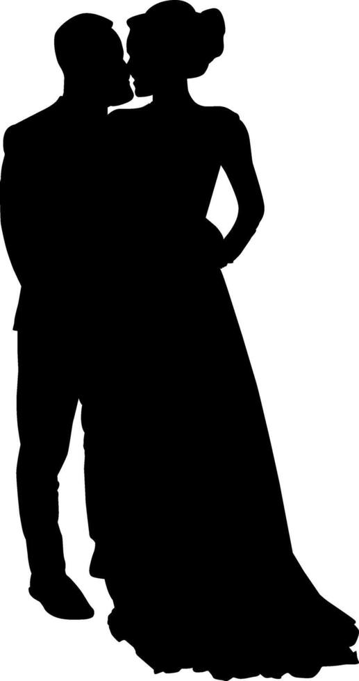 Silhouette of wedding photo on white background vector