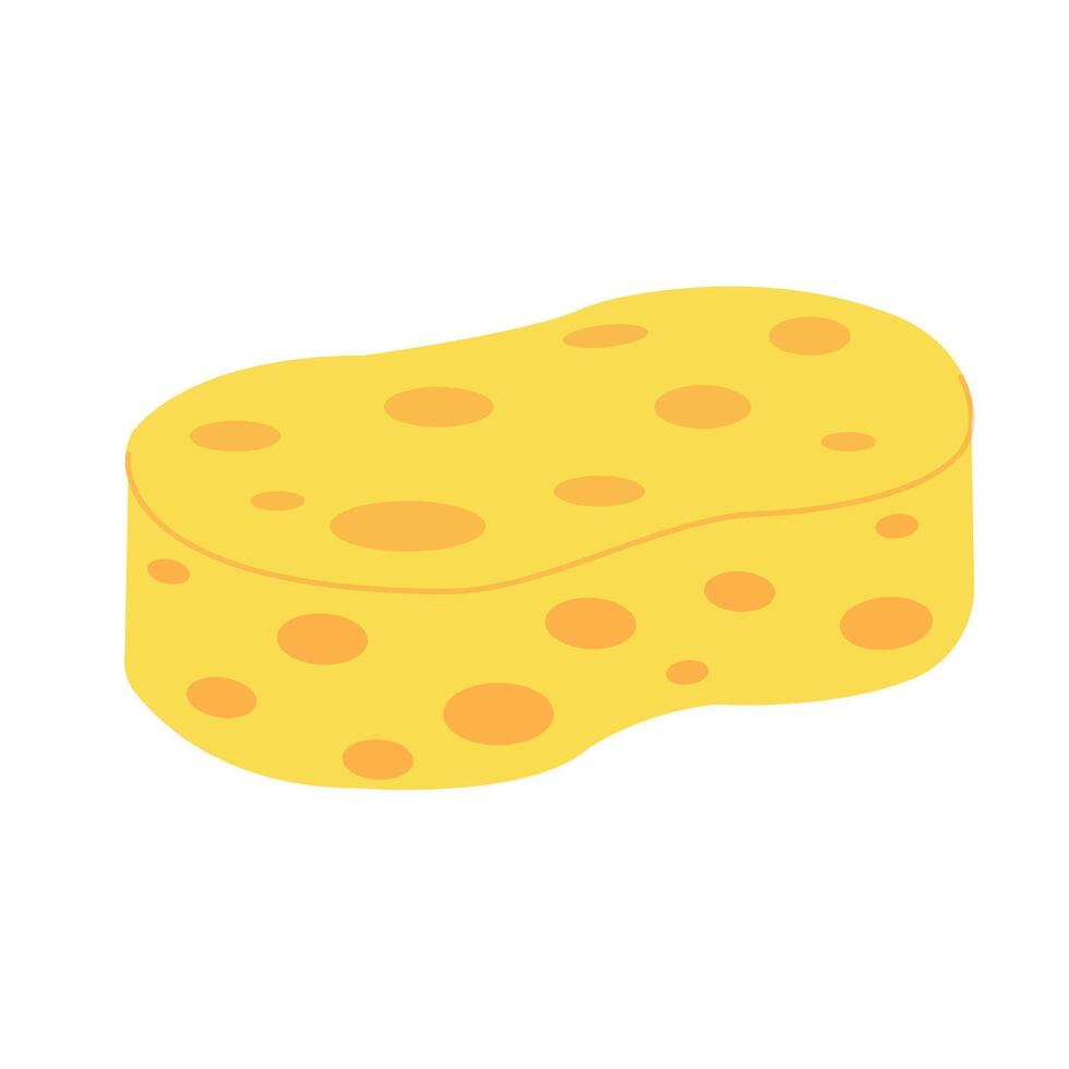 Yellow sponge icon. Yellow sponge made of soft, porous material for washing and bathing. illustration isolated on white background for design and web in cartoon style. vector
