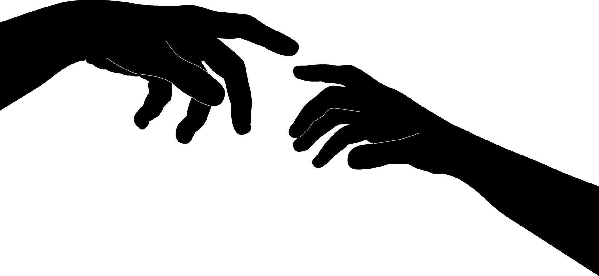 Silhouette couple hand holding vector