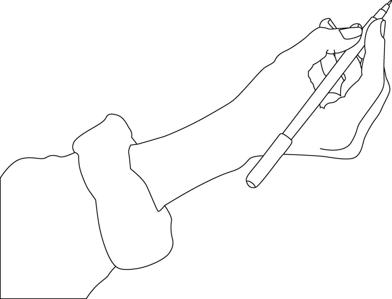 One line drawing hand holding pen vector