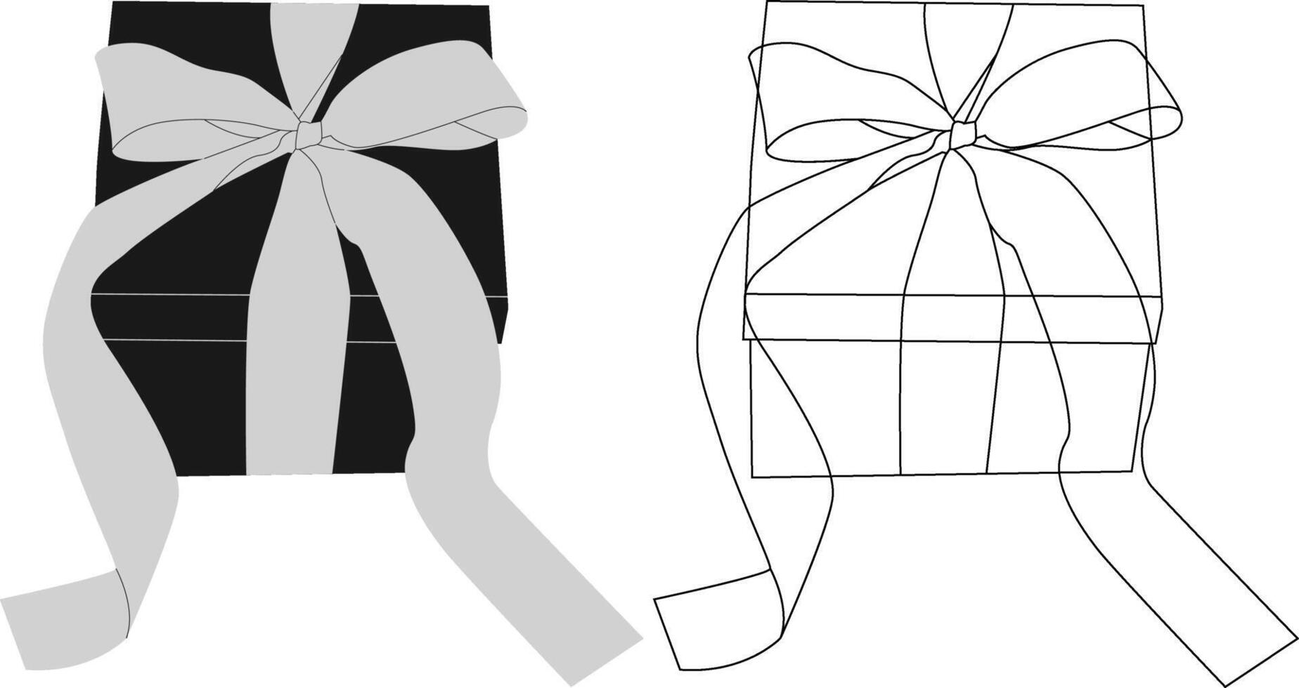 Shillouette and outline gift box vector