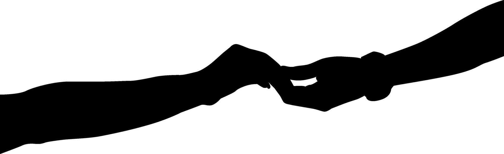 Silhouette couple hand holding vector