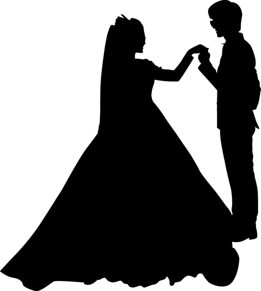 Silhouette of wedding photo on white background vector