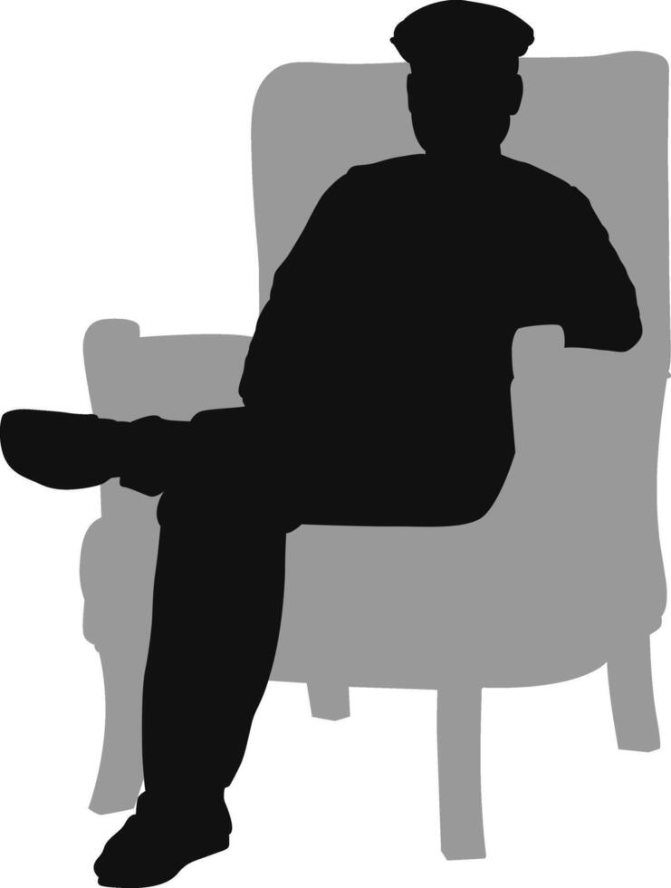 Silhouette man sitting on armchair vector