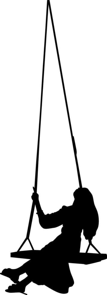 Silhouette a beautiful girl swinging vector