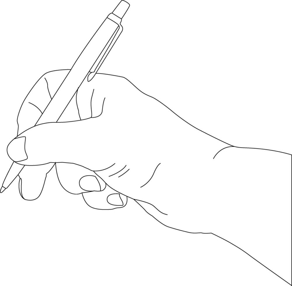 One line drawing hand holding pen vector