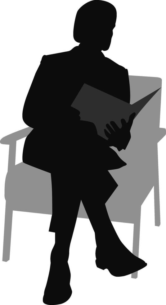 Silhouette man sitting on armchair vector