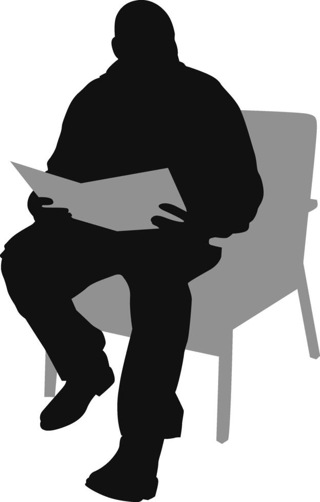 Silhouette man sitting on armchair vector
