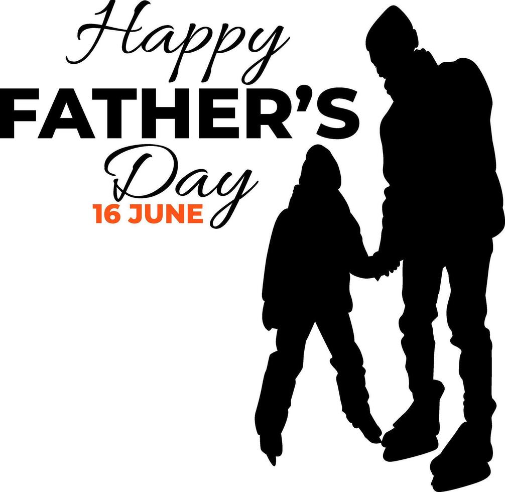 Silhouette happy father's day on white backgound vector