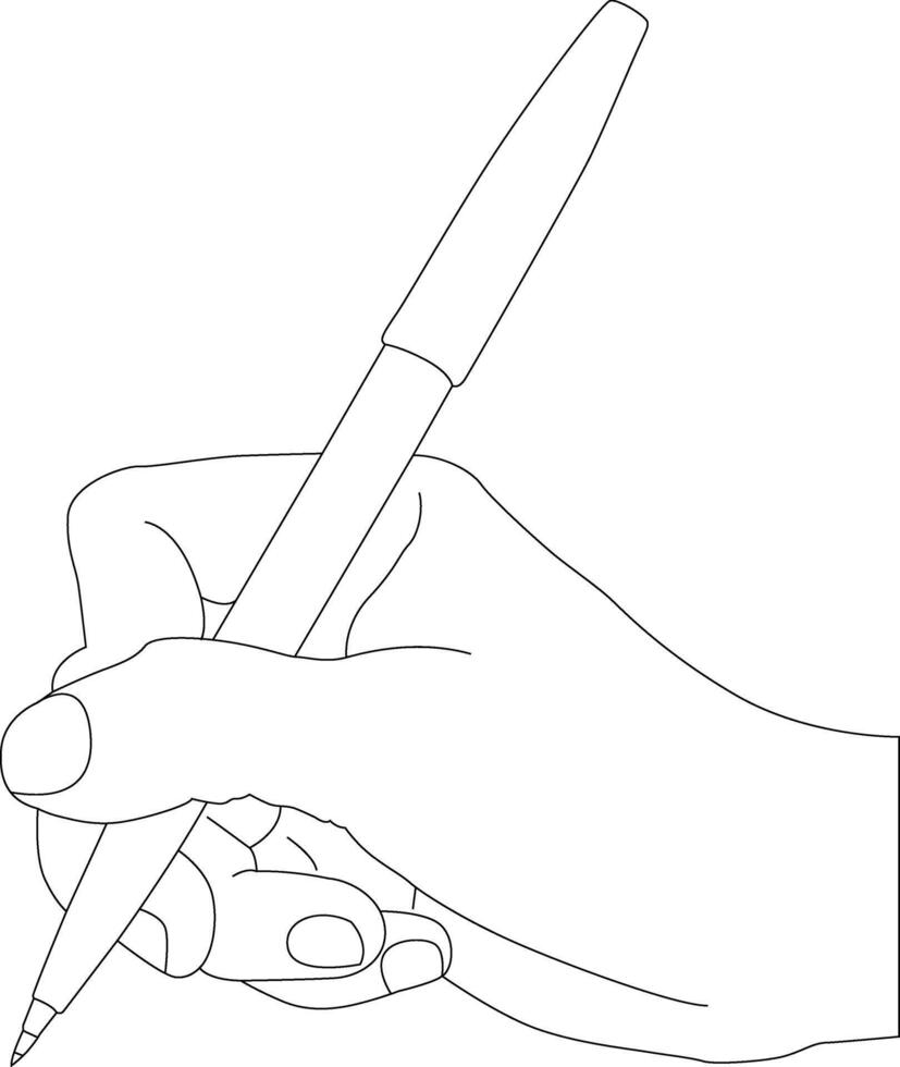 One line drawing hand holding pen vector