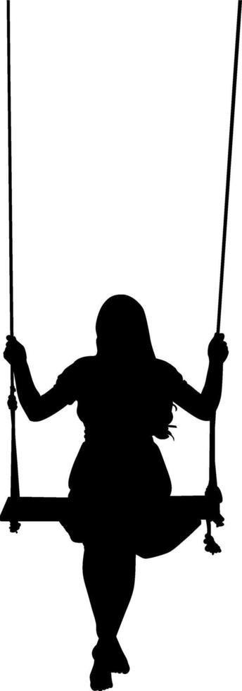 Silhouette a beautiful girl swinging vector