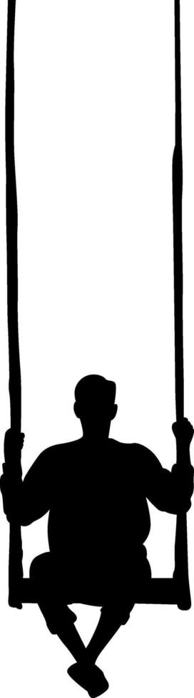 Silhouette a beautiful boy swinging vector