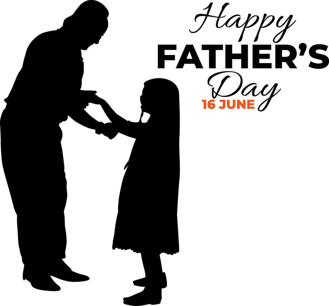 Silhouette happy father's day on white backgound vector