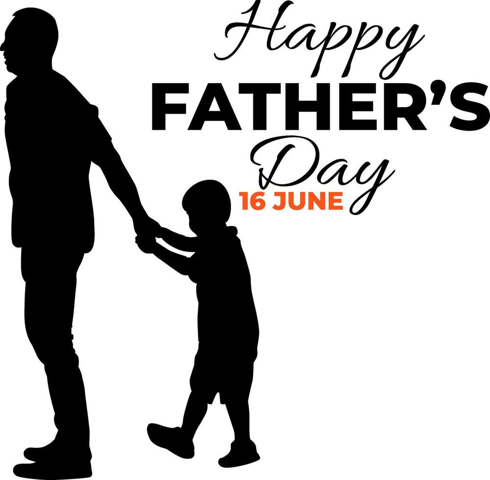 Silhouette happy father's day on white backgound vector