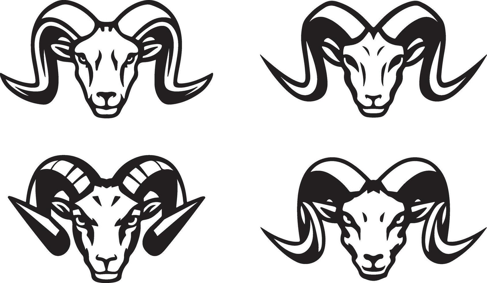 Ram stencil set. set of ram stencil in different styles isolated on white background, eps 10 vector
