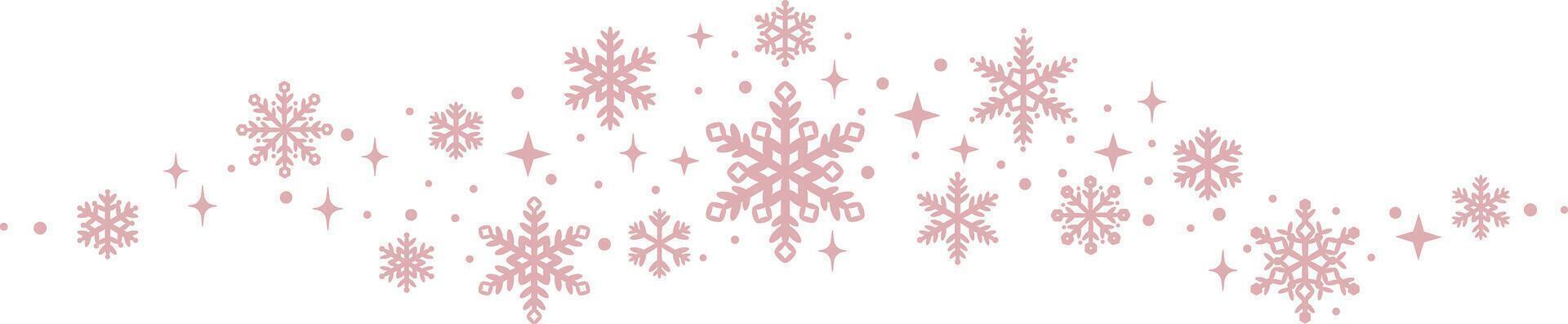 Pink snowflake wave banner, holiday clip art illustration, decoration element vector