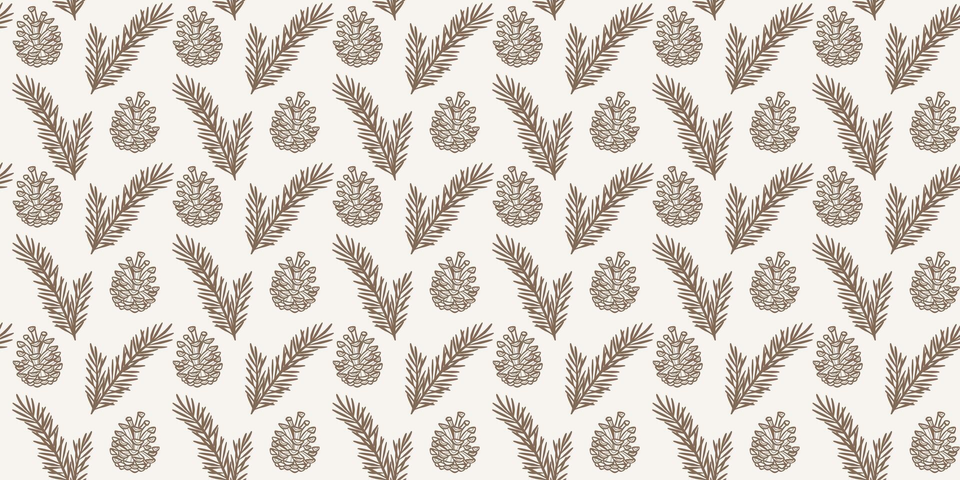 Pine cone seamless repeat pattern backgorund, wallpaper vector
