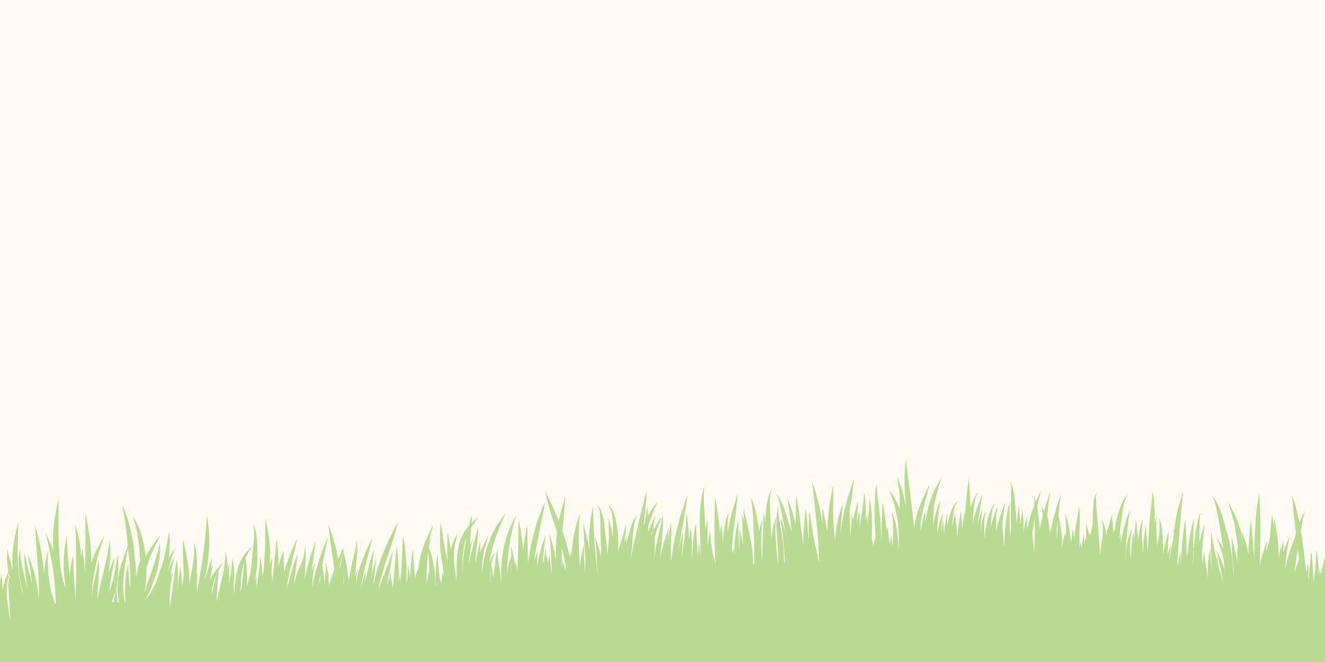 Green grass backgorund, flat illustration, filed banner vector