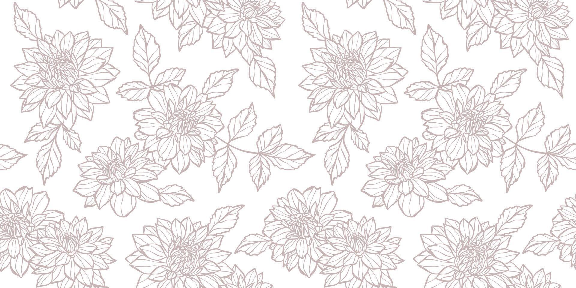 blanco dalia sin costura modelo fondo, elegante floral imprimir, Clásico fondo de pantalla diseño con margarita flores vector