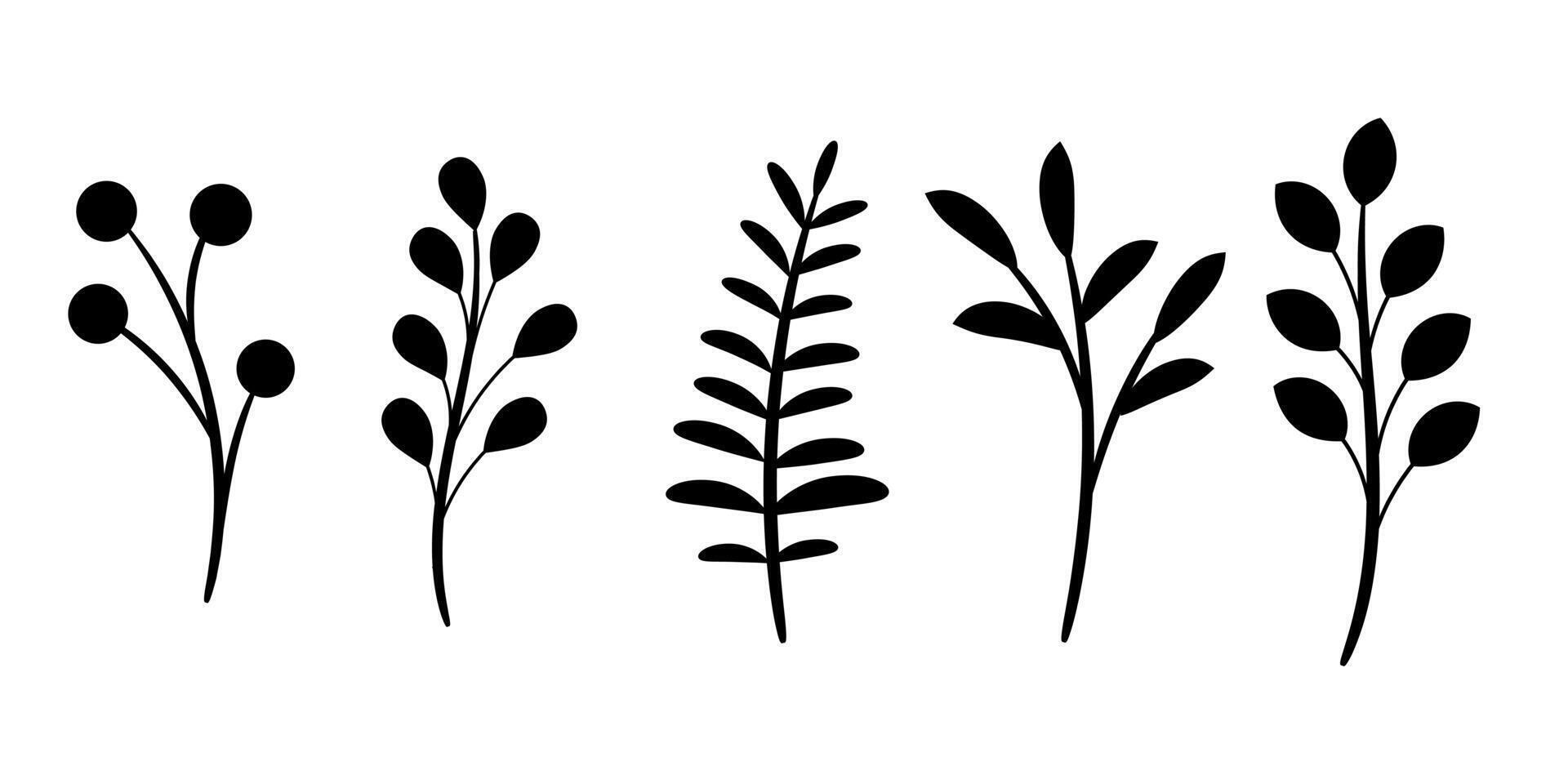 Leaf silhouette set, simple leaves flat clip art illustration set vector