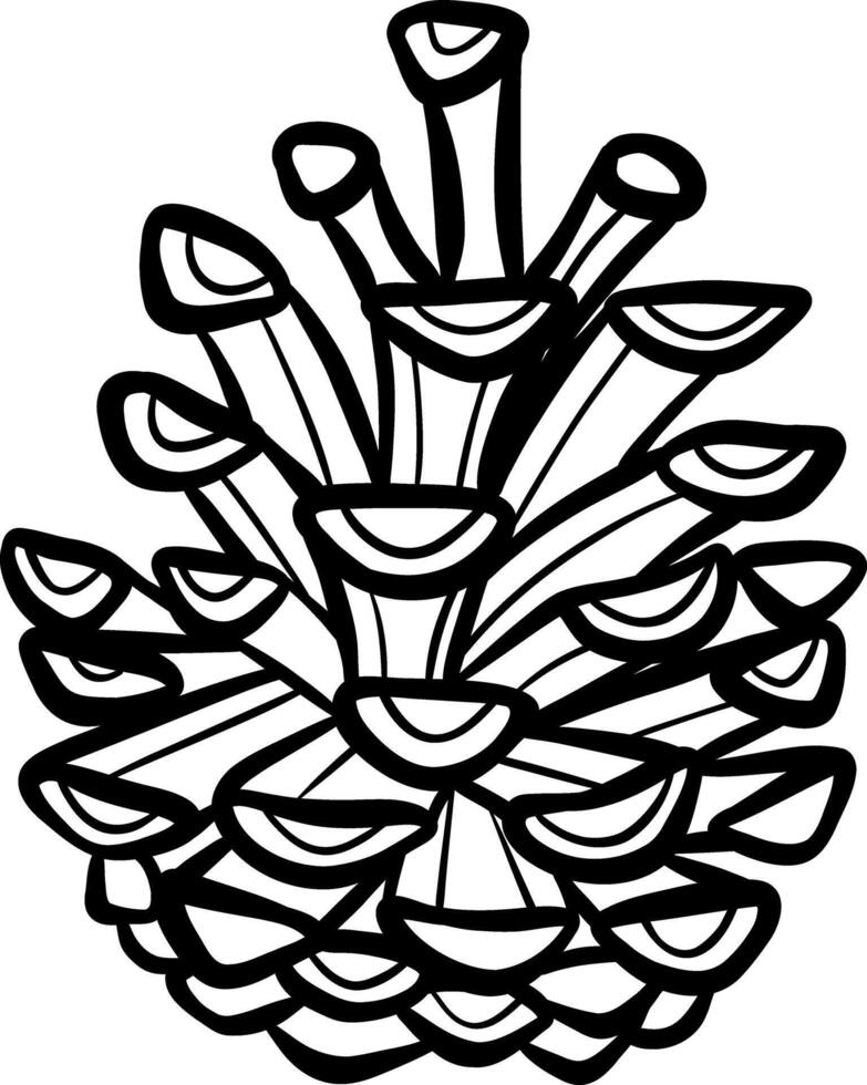 Pine cone line art illustration, hand drawn doodle nature element isolated vector