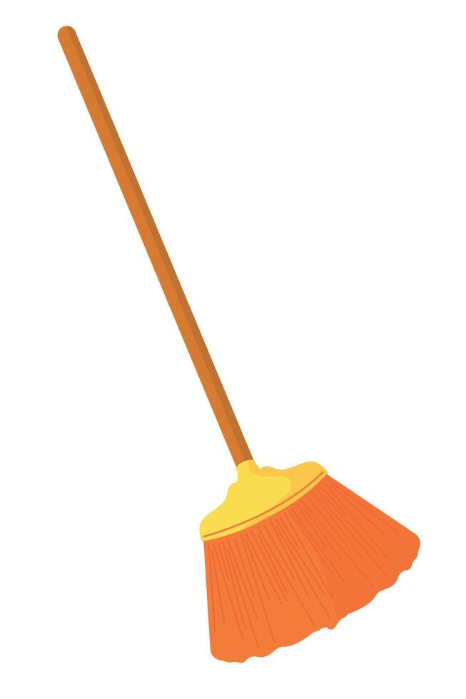Broom color illustration. Simple illustration of broom icon for web design isolated on white background vector
