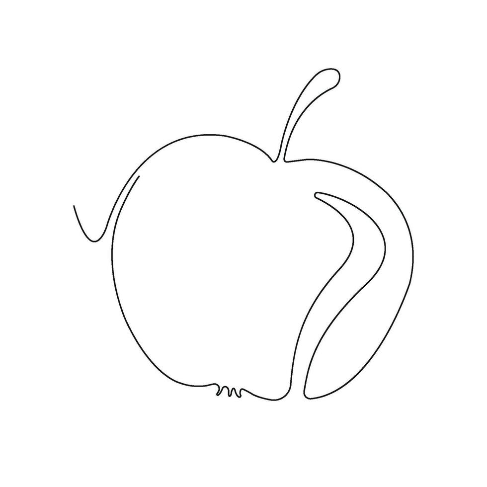 Apple in continuous line art drawing style. One apple minimalist black linear sketch isolated on white background. illustration vector