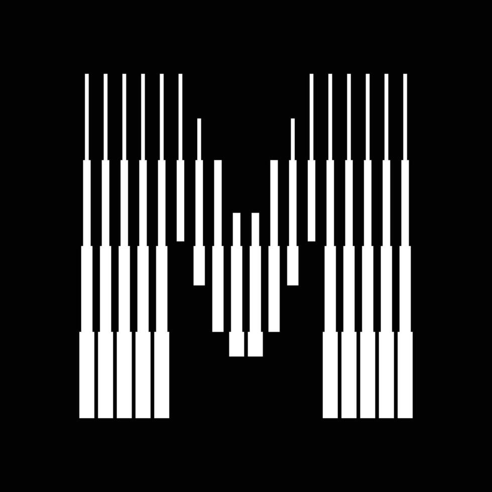 M Letter Lines Logo Icon Illustration vector