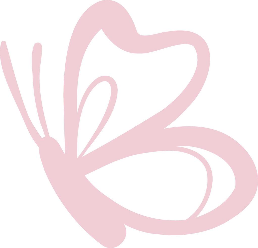 Pink butterfly doodle, line art illustration, isolated clip art design vector