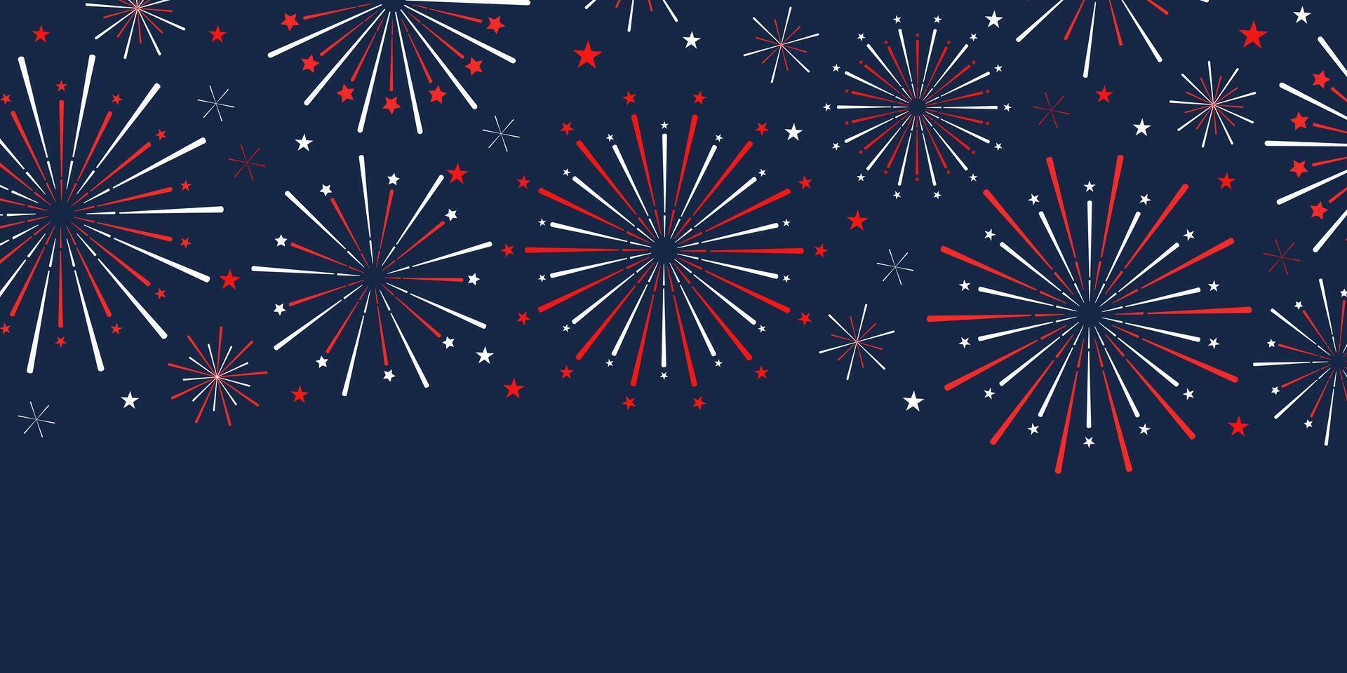 Red and blue independence of president day firework background design vector