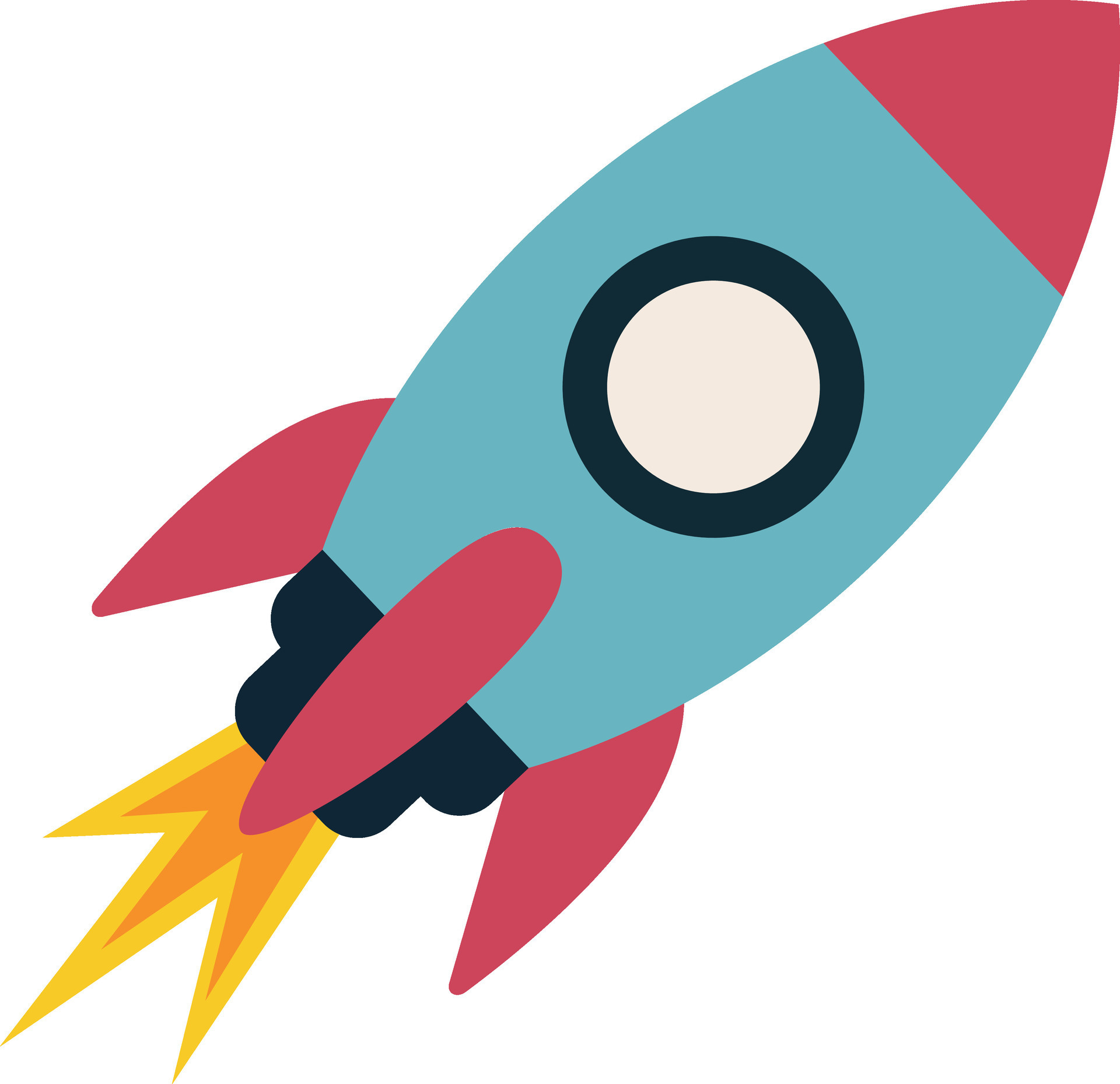 Simple retro rocket clip art, isolated illustration, colorful icon