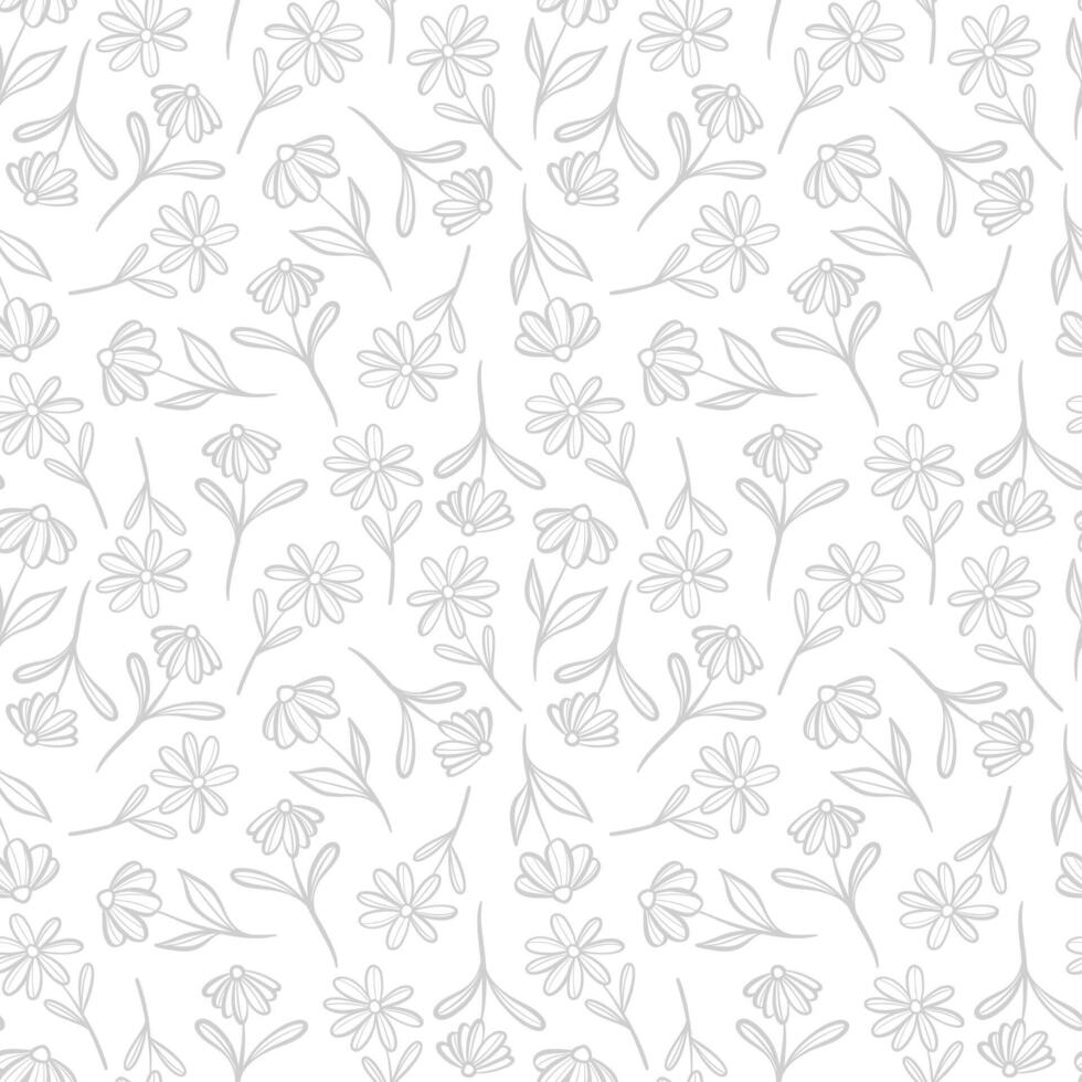 Flower pattern, blue seamless daisy print, floral repeating background design vector