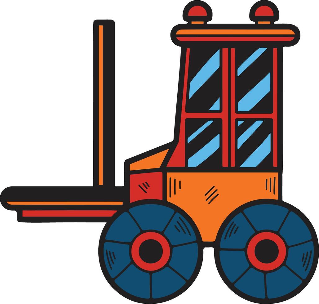 A black and white drawing of a tractor vector