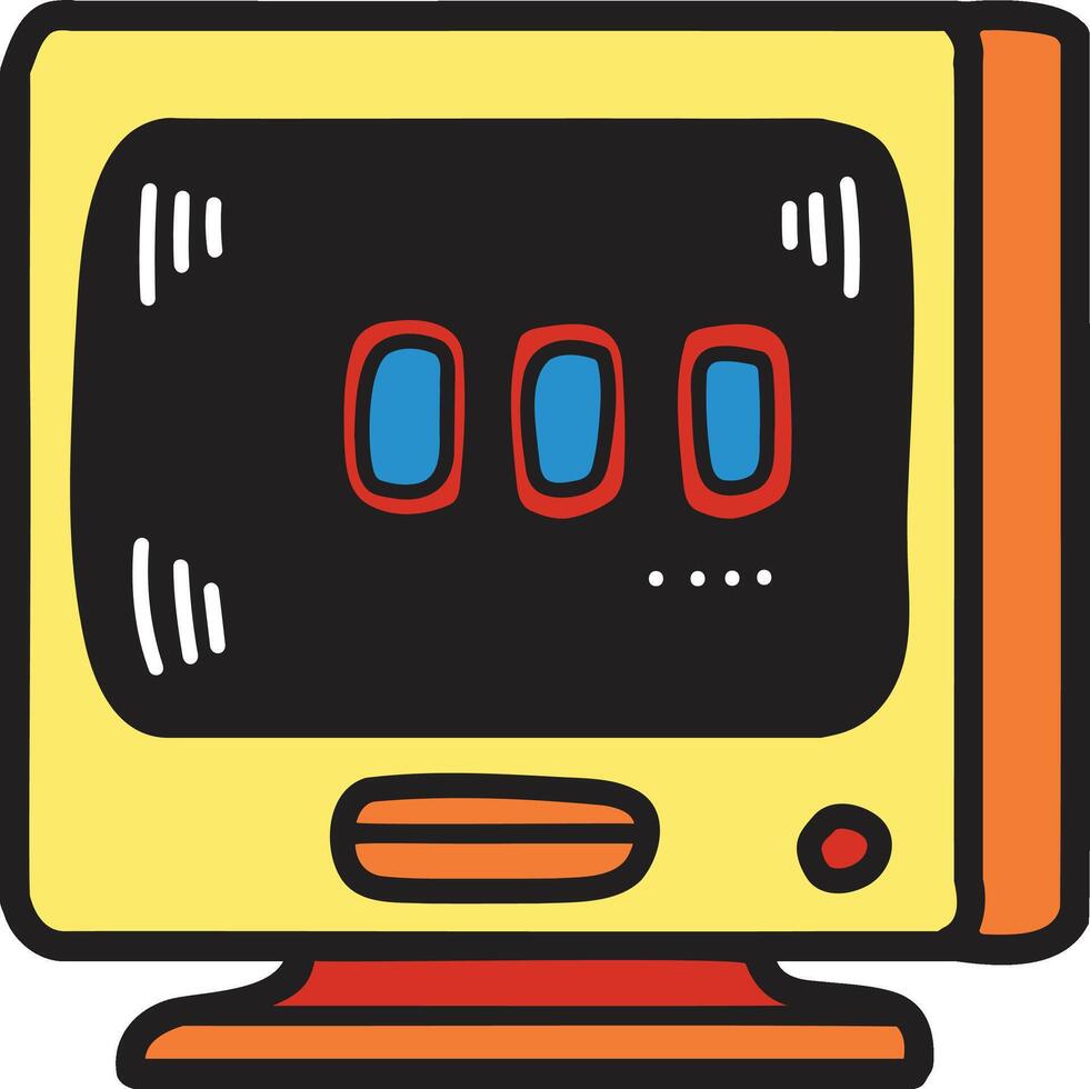 A cartoon drawing of a microwave oven with a black background vector